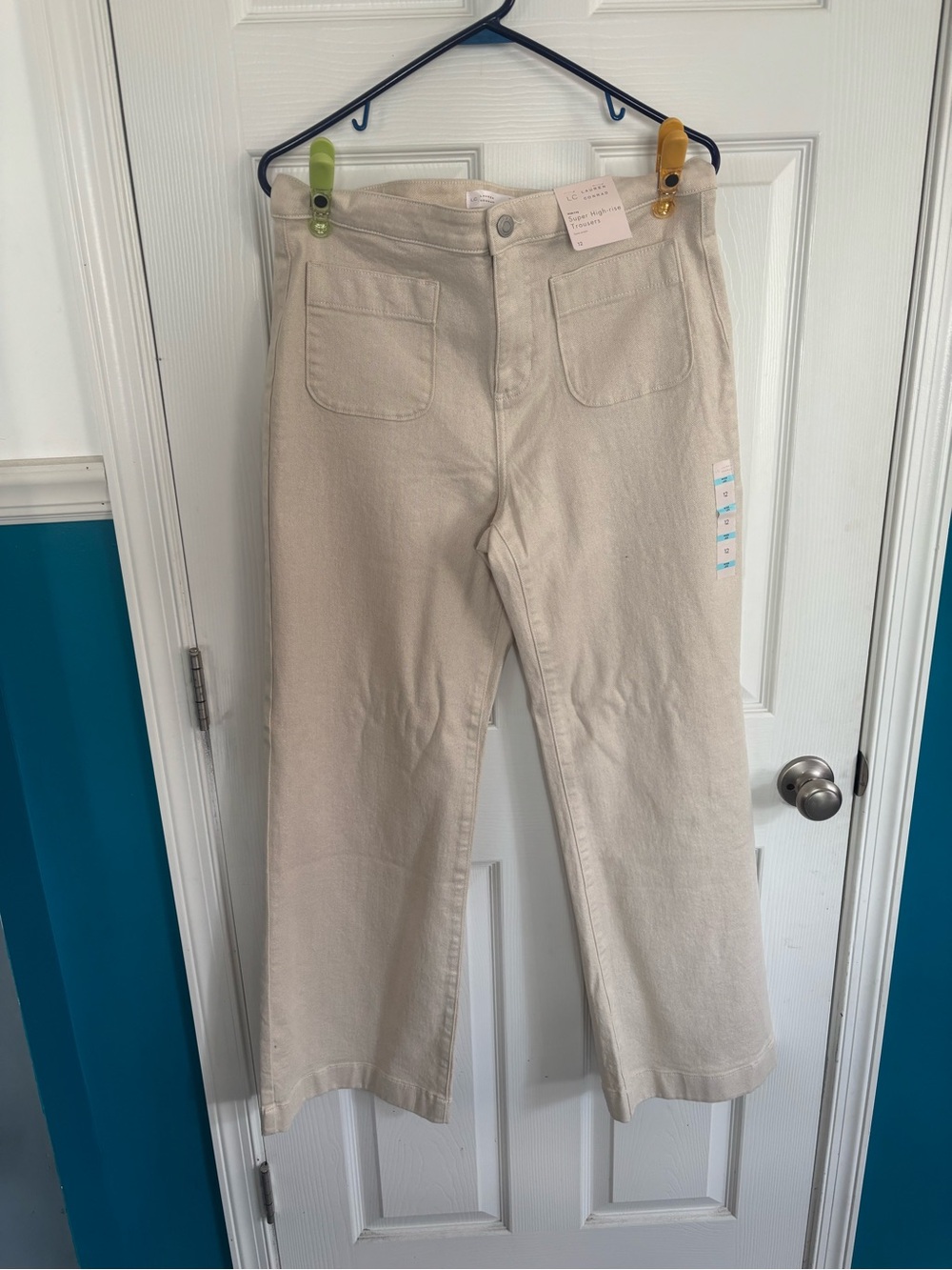 LC Lauren Conrad Cream Wide-Leg Jeans